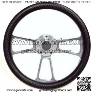 Club Car Golf Cart   14" Billet & Black Carbon Fiber Steering Wheel + Adapter