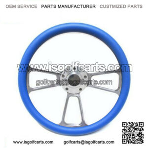 Club Car Golf Cart  14" Billet Sky Blue Steering Wheel Includes Horn & Adapter