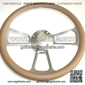 Club Car Golf Cart   14" Billet & Tan Steering Wheel Includes Horn & Adapter