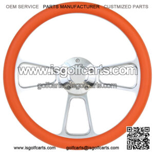 Club Car Golf Cart 14" Billet & Orange Steering Wheel Includes Horn & Adapter
