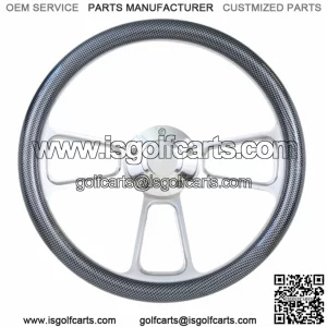 For Club Car Golf Cart  14" Billet & Carbon Fiber Steering Wheel, Horn & Adapter