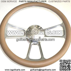 Club Car Golf Cart 14" Billet & Tan Steering Wheel Includes Horn & Adapter