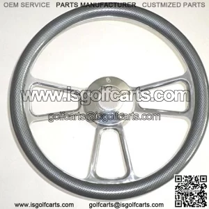 For Club Car Golf Cart 14" Billet & Carbon Fiber Steering Wheel, Horn & Adapter