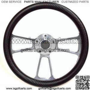 Club Car Golf Cart 14" Billet & Black Carbon Fiber Steering Wheel + Adapter