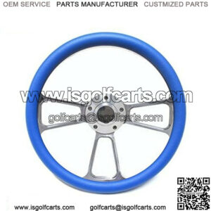 Club Car Golf Cart 14" Billet Sky Blue Steering Wheel Includes Horn & Adapter