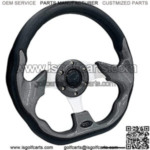 12.5 inch Golf Cart Steering Wheel for EZGO TXT RXV Club Car DS nd Club Car Precedent Carbon Fiber Universal EZGO Yamaha Golf Cart Steering Wheel with Wrench