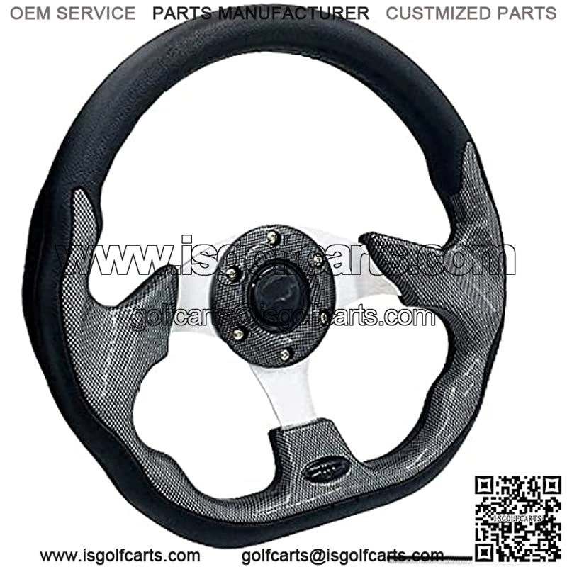 Golf Cart Steering Wheel for EZGO TXT RXV Club Car DS nd Club Car Precedent Carbon Fiber Universal EZGO Yamaha Golf Cart Steering Wheel with Wrench