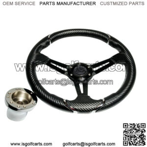 Rally Steering Wheel Carbon Fiber 13 Inch w/ Chrome Adapter For EZGO TXT/RXV