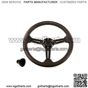 Rally Carbon Fiber Wrapped Golf Cart Steering Wheel & Adapter for EZGO TXT/RXV