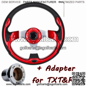 12.5" Golf Cart Steering Wheel+ Adapter Chrome Fit EZGO TXT & RXV-Red