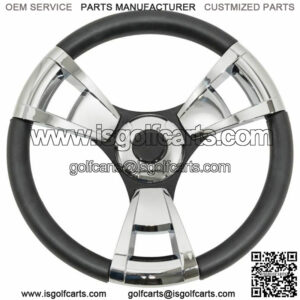 Gussi Model 13 Black/Chrome Steering Wheel for EZGO & STAR Golf Carts