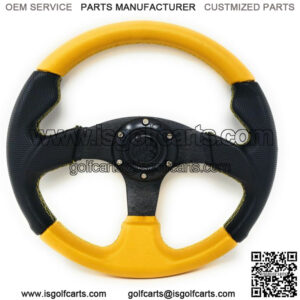 12.5" Steering Wheel w/ Horn Yellow 6 Hole,EZGO Club Car Boat UTV Golf Cart