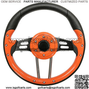 Club Car Precedent 13" Aviator-4 Orange Grip Golf Cart Steering Wheel w/ Black Spokes (Fits all Years)