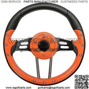 Golf Cart Steering Wheel- Aviator Orange & Black- 13" Diameter