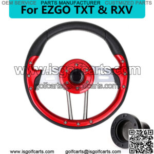 Red Golf Cart Steering Wheel + Black Adapter for EZGO TXT RXV Cart Parts
