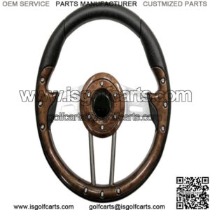 Golf Cart Steering Wheel- Woodgrain Grip 13" Diameter