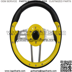 Golf Cart Steering Wheel- Yellow Grip/ Black Spokes 13" Diameter