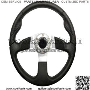 Golf Cart Steering Wheel- Formula GT Black Grip/ Brushed Aluminum Spokes