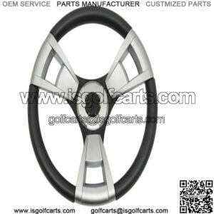 Gussi Brushed Aluminum & Black Steering Wheel for Club Car Precedent Golf Carts