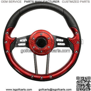 Golf Cart Steering Wheel- Red w/ Black Spokes 13" Diameter