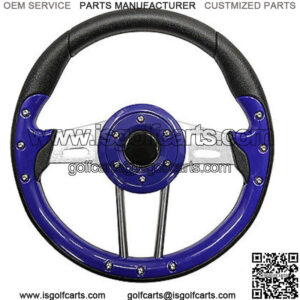 Golf Cart Steering Wheel- Blue Grip with Brushed Aluminum Spokes- 13" Diameter