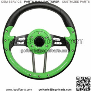 Golf Cart Steering Wheel- Lime Green Grip with Black Spokes- 13" Diameter