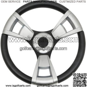 Gussi Black/Brushed Aluminum Steering Wheel for EZGO & STAR Golf Carts