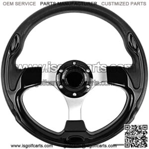 12.5 Inch Golf Cart Steering Wheel, Skid Steering Wheel, Universal Golf Cart for Club Car EZGO RXV and TXT, Yamaha, Precedent Tempo, DS (5156 Black)