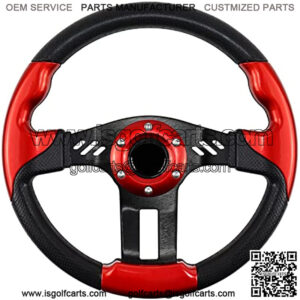 Golf Cart Steering Wheel, Skid Steering Wheel, Universal Golf Cart for Club Car EZGO RXV and TXT, Yamaha, Precedent Tempo, DS??5115Red??