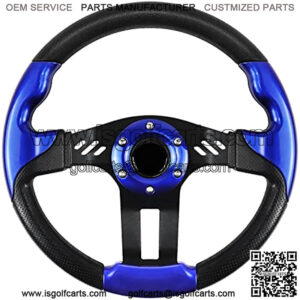 Golf Cart Steering Wheel, Skid Steering Wheel, Universal Golf Cart for Club Car EZGO RXV and TXT, Yamaha, Precedent Tempo, DS??5115Blue??
