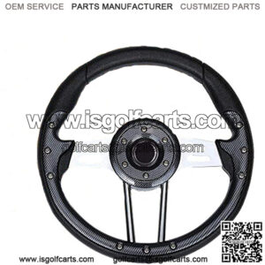 Golf Cart Racing Steering Wheel or Adapter (Sold Separately), Universal for Club Car DS Precedent EZGO RXV & TXT Yamaha Ergonomic Design - Sliver/Black
