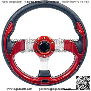 Universal 12.5" Golf Cart Steering Wheel for Club Car DS & Precedent Yamaha EZGO RXV & TXT Golf Cart Steering Wheel Red