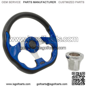 Club Car Precedent Golf Cart Blue Racer 12.5 Steering Wheel With Chrome Adapter