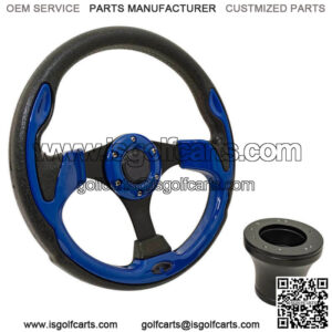 Club Car Precedent Golf Cart Blue Rally 12.5 Steering Wheel and Black Adapter