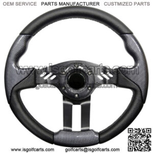 Aviator 5 Golf Cart Steering Wheel (Carbon Fiber Grip/Black Spokes)