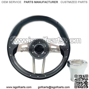 EZGO TXT RXV Golf Cart Steering Wheel Carbon Fiber W/ CHROME Hub Adapter
