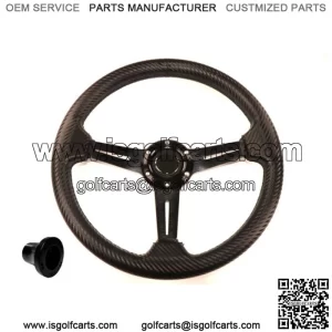 Carbon Fiber Wrapped Golf Cart Steering Wheel BLK Adapter for EZGO TXT/RXV