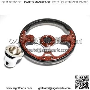 Super Sport Woodgrain Steering Wheel W/ Adapter For Club Car Precedent Golf Cart