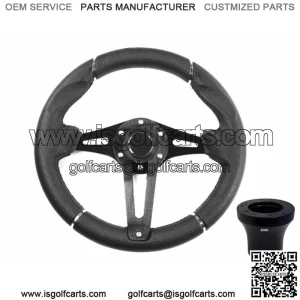Black Golf Cart Steering Wheel Racing Style EZGO MEDALIST TXT RXV VALOR ST MODEL