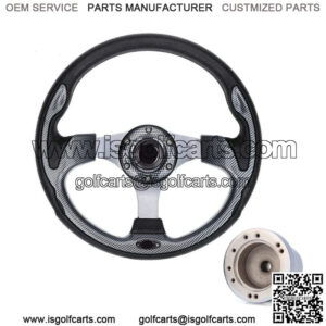 Golf Cart Steering Wheel and Adapter for Club Car DS Carts -Carbon Fiber