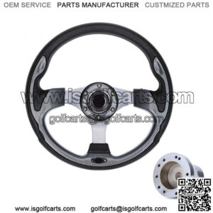 Golf Cart Steering Wheel with Adapter for Club Car Precedent Carbon Fiber
