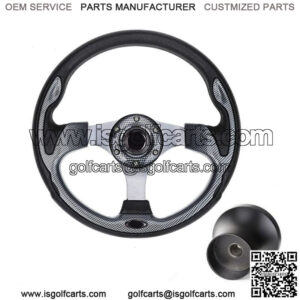Carbon Fiber Golf Cart Steering Wheel & Black Hub Adapter for Yamaha Carts