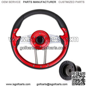 Red Golf Cart Steering Wheel W/ Black Adapter for EZGO TXT RXV Cart Parts