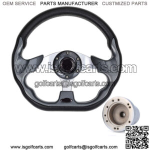 12.5inch Golf Cart Steering Wheel For Yamaha Golf Cart w/ Chrome Hub Adapter