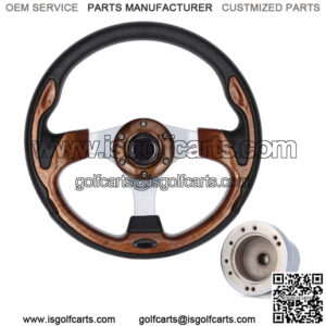 Brown Golf Cart Steering Wheel with Chrome Adapter for Yamaha G8 G9 -G29 Drive
