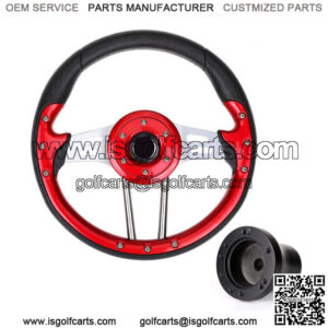 Red Golf Cart Steering Wheel for YAMAHA Carts with Black Hub Adapter