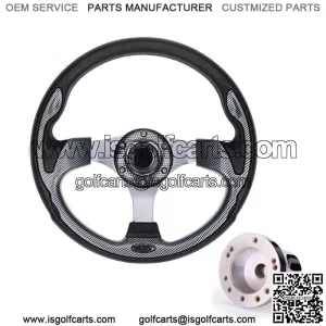 12.5inch Golf Cart Steering Wheel with 5/6 Hole Hub Adapter for EZGO TXT RXV