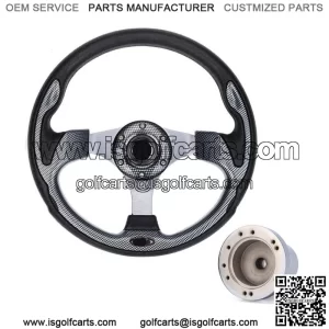 Golf Cart Steering Wheel and Adapter for Club Car DS Carts -Carbon Fiber