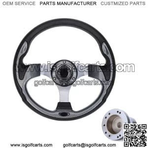 Golf Cart Steering Wheel with Adapter for Club Car Precedent Carbon Fiber