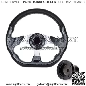 Golf Cart Steering Wheel and Black Adapter Fit Club Car Precedent Cart